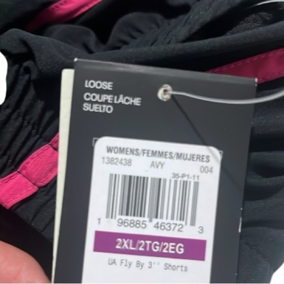 NWT Under Armour Womens Fly by Shorts Black/Astro Pink/Reflective Sz XXL - Picture 4 of 9